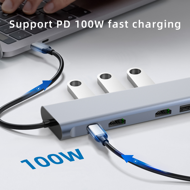 Type C USB Multi Port Hub Adapter USB Type-C có cổng USB 3.0 và RU6A-H2
