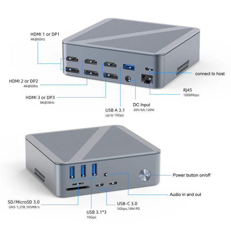 Trạm đậu USB-C máy tính để bàn HDMI Cổng hiển thị độ phân giải 4K USB C 3.1 Cho máy tính xách tay